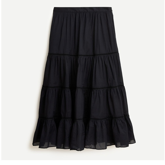 J. Crew Black Tiered Midi Skirt Resort Wear - Picture 1 of 9
